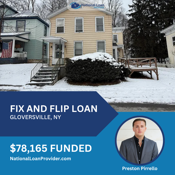 Closed real estate investment loan deal funded by National Loan Provider