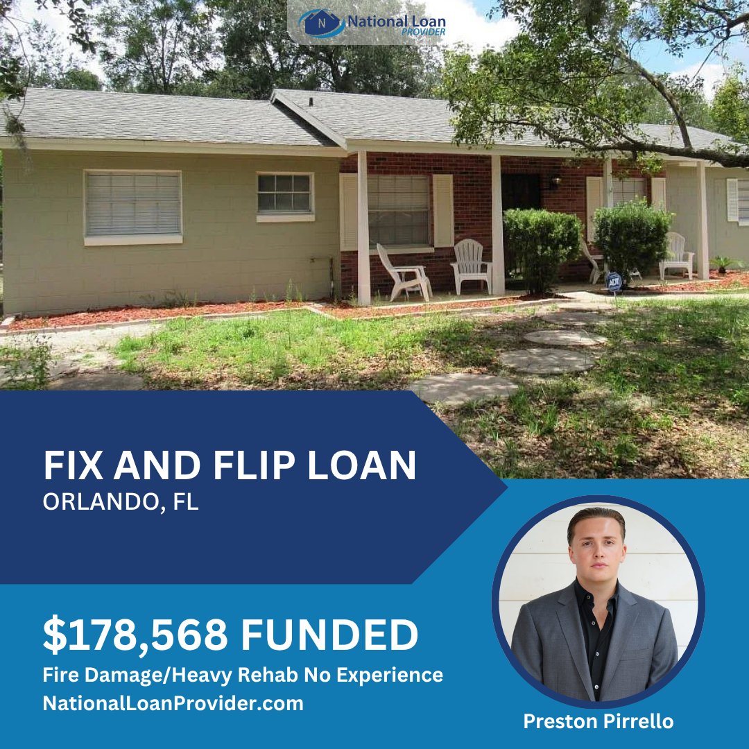 Closed real estate investment loan deal funded by National Loan Provider