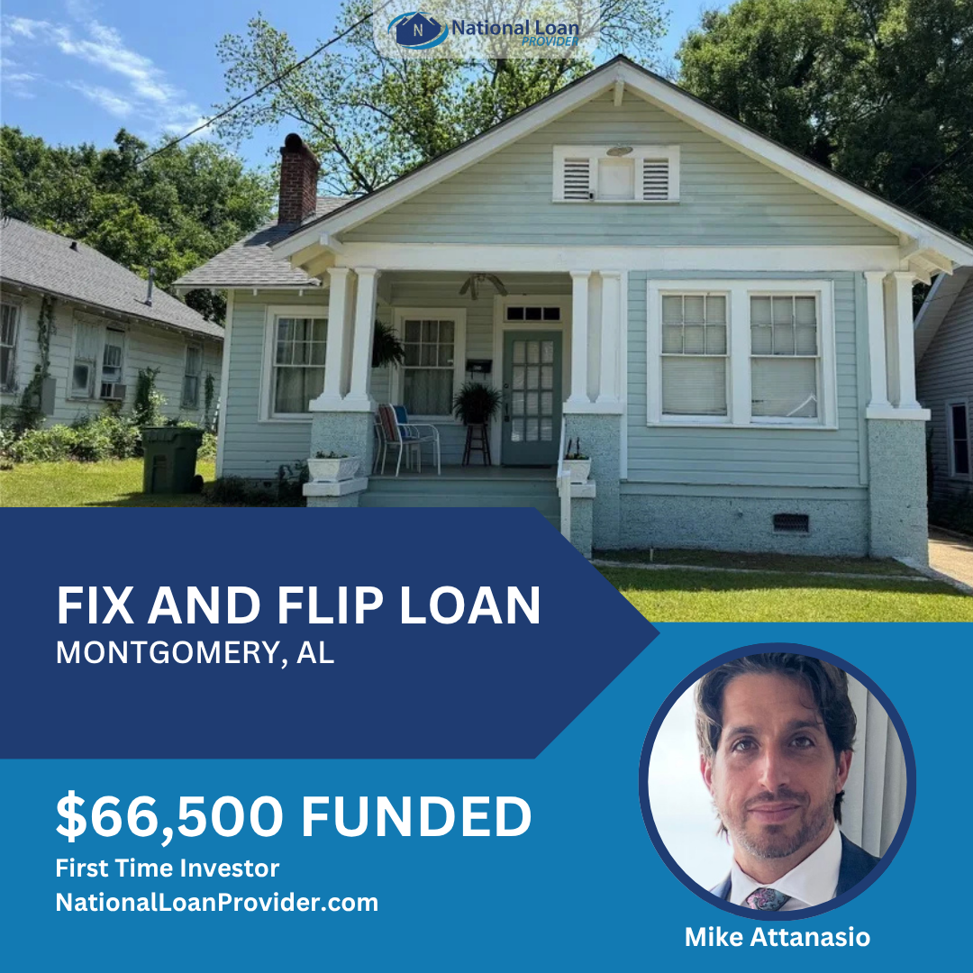 Closed real estate investment loan deal funded by National Loan Provider