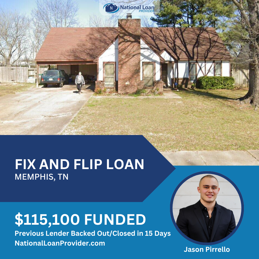 Closed real estate investment loan deal funded by National Loan Provider